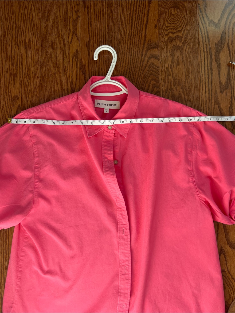 Aritzia Denim Forum Pink Short-Sleeve Button-Down Shirt - Picture 4 of 5